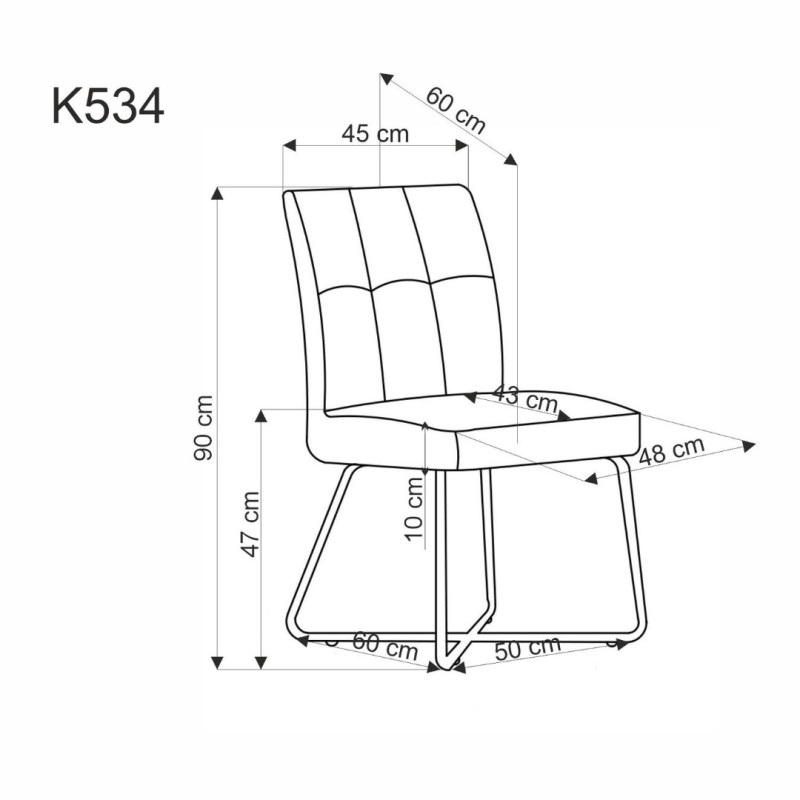 K534 Καρέκλα τραπεζαρίας σε μπεζ  50x60x90 με ύψος καθίσματος 47cm