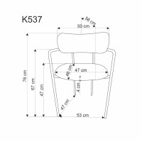 K537 Καρέκλα γκρι 54x56x76 με ύψος καθίσματος 47 cm