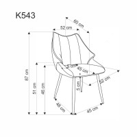 K543 καρέκλα, γκρι διαστάσεις: 55/60/87cm με ύψος καθίσματος 46 cm