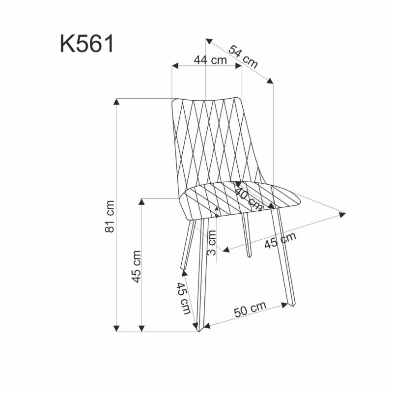 K561 Καρέκλα λαδί 44x58x85cm με ύψος καθίσματος 47 cm