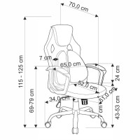 JENSEN Καρέκλα γραφείου μαύρο/γκρι/κόκκινο 65x70x115cm