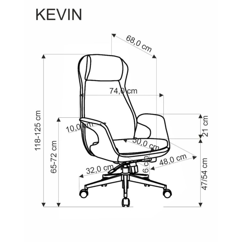 KEVIN Καρέκλα γραφείου γκρι 74x68x118cm Λειτουργία MULTIBLOCK 2010001200178