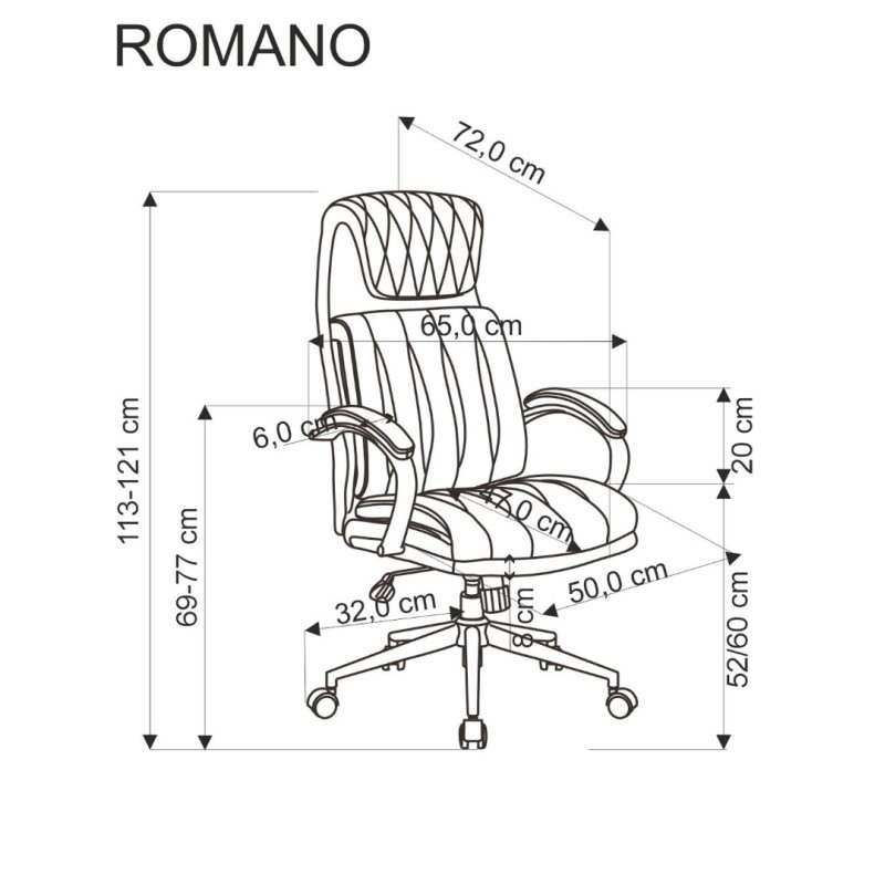 ROMANO Καρέκλα Γραφείου μαύρη 65x72x113cm με Μηχανισμό TILT