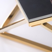 Τραπεζάκι σαλονιού FELICIA, μαύρο μάρμαρο / χρυσό 80/80/46 cm