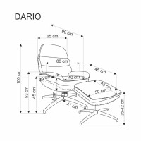 DARIO Πολυθρόνα με υποπόδιο γκρι 80x90x100 με ύψος καθίσματος 45 cm και 50x45x42cm