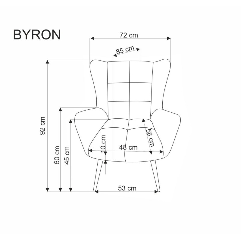 Πολυθρόνα BYRON γκρι 75x85x92 με ύψος καθίσματος 45 cm