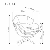 GUIDO Πολυθρόνα σε μπεζ 80x84x81 με ύψος καθίσματος 40cm