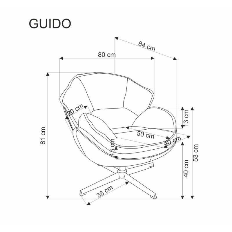 GUIDO Πολυθρόνα σε γκρι 80x84x81 με ύψος καθίσματος 40cm