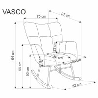 Κουνιστή πολυθρόνα VASCO, μπεζ διαστάσεις: 70/97/94cm και ύψος καθίσματος 50 cm