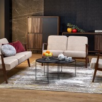 MILANO 3θέσιος καναπές, μπεζ / σκούρα καρυδιά  175x77x77x με ύψος καθίσματος 44 cm 2010001202165