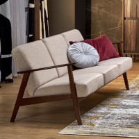 MILANO 3θέσιος καναπές, μπεζ / σκούρα καρυδιά  175x77x77x με ύψος καθίσματος 44 cm 2010001202165