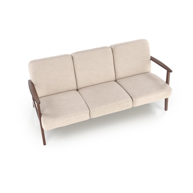 MILANO 3θέσιος καναπές, μπεζ / σκούρα καρυδιά  175x77x77x με ύψος καθίσματος 44 cm 2010001202165