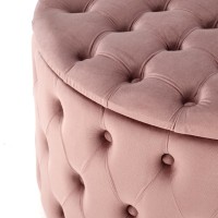 NUNEZ πουφ χρώμα: γκρι διαστάσεις: 70/70/40 cm; υλικό: ύφασμα - βελούδο, χρώμα ροζ