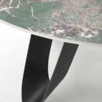 GIOVANI στρογγυλό τραπέζι τραπεζαρίας, πράσινο μάρμαρο / μαύρο 135x135x76Y 2010001201168