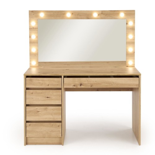 Τουαλέτα Μακιγιάζ  HOLLYWOOD με Καθρέφτη LED & Συρτάρια Artisan Oak 120x55x140cm