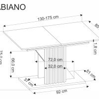 Τραπέζι τραπεζαρίας με προέκταση FABIANO, δρυς / μαύρο 130-175/85/76 cm 2010001203063