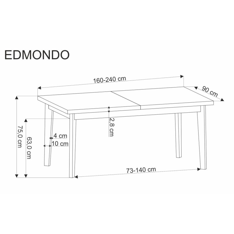 Τραπέζι τραπεζαρίας επεκτεινόμενο EDMONDO σε φυσική δρυς 160-240x90x75x140