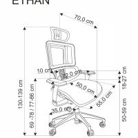 Καρέκλα γραφείου ETHAN γκρι 72x70x130cm 2010001201458