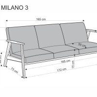 MILANO 3θέσιος καναπές, μπεζ / σκούρα καρυδιά  175x77x77x με ύψος καθίσματος 44 cm 2010001202165