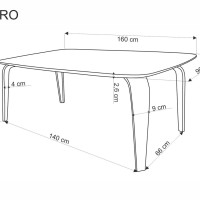 Τραπέζι τραπεζαρίας PEDRO ,καρυδιά / μαύρο 160x90x75cm
