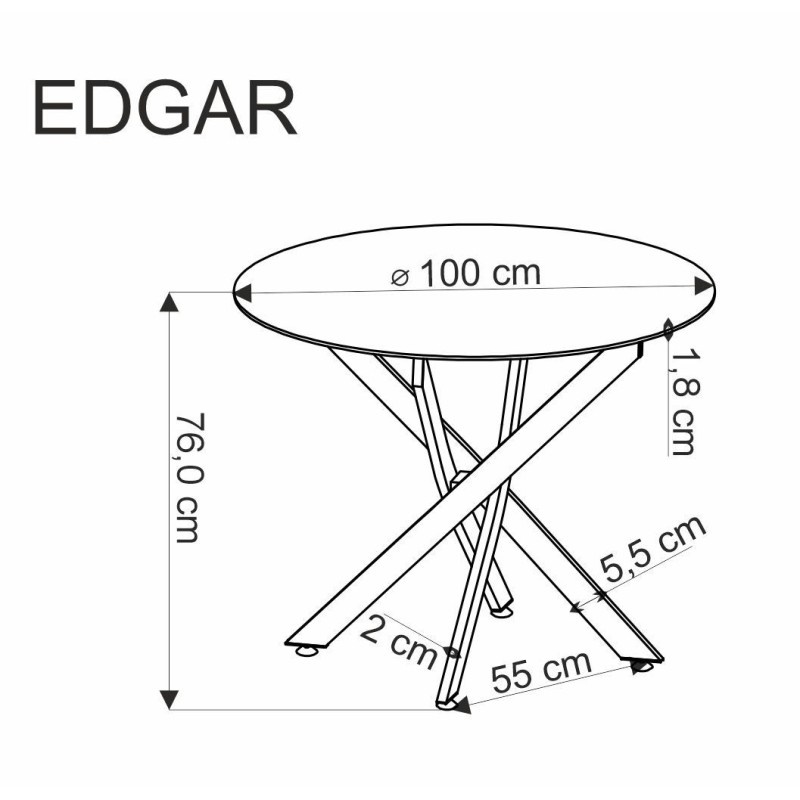 Τραπέζι τραπεζαρίας EDGAR σε φυσικό 100x76x55cm