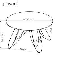 GIOVANI στρογγυλό τραπέζι τραπεζαρίας, πράσινο μάρμαρο / μαύρο 135x135x76Y 2010001201168