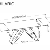 HILARIO Τραπέζι τραπεζαρίας επεκτεινόμενο με λευκό μάρμαρο 180-260x90x75x125cm