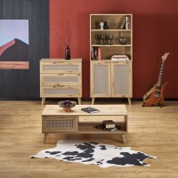 BORNEO KM-2 Συρταριέρα με ραττάν σε φυσικό 80x40x85cm