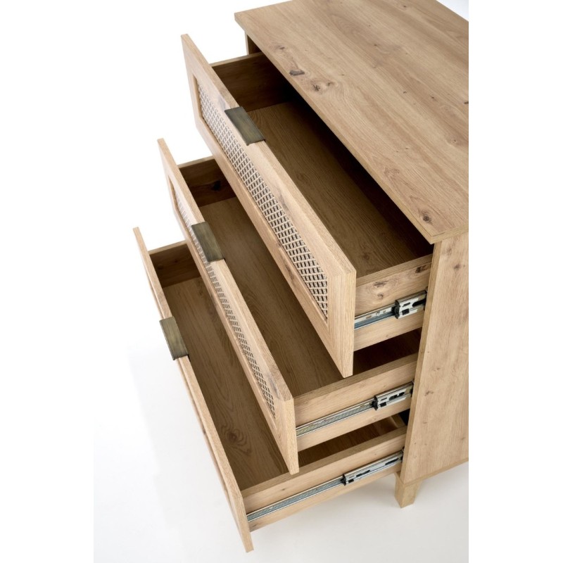BORNEO KM-2 Συρταριέρα με ραττάν σε φυσικό 80x40x85cm