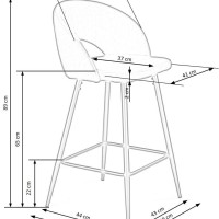 H96 Σκαμπό μπαρ γκρι 48x49x89 με ύψος καθίσματος 65cm