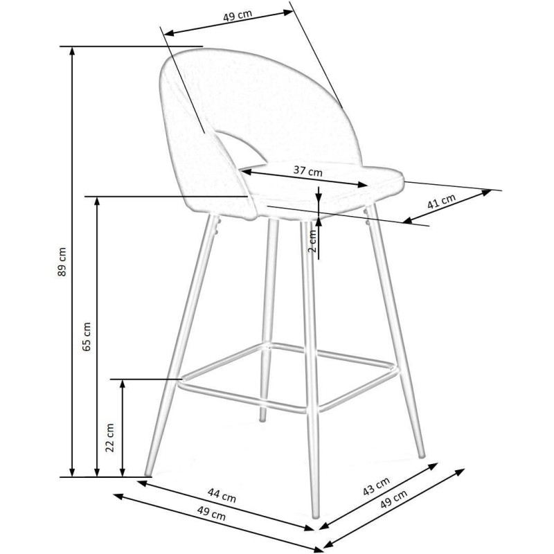 H96 Σκαμπό μπαρ γκρι 48x49x89 με ύψος καθίσματος 65cm