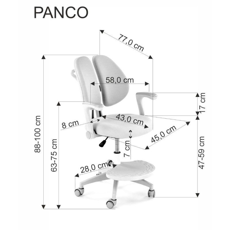 PANCO Καρέκλα γραφείου με απλό μηχανισμό σε μπλε χρώμα 58x77x88cm
