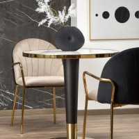 K500 Καρέκλα μπεζ / μαύρο 53x57x80 με ύψος καθίσματος 46 cm