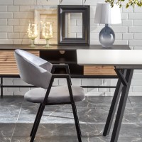 K473 Καρέκλα από βελούδο σε γκρι 54x58x82 με ύψος καθίσματος 47cm