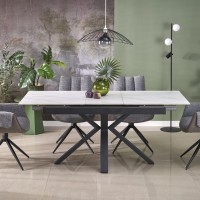 PLATAN Τραπέζι τραπεζαρίας με λευκό μάρμαρο 140-180x85x76cm
