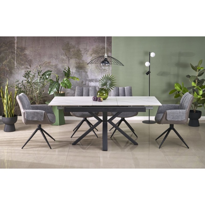 PLATAN Τραπέζι τραπεζαρίας με λευκό μάρμαρο 140-180x85x76cm