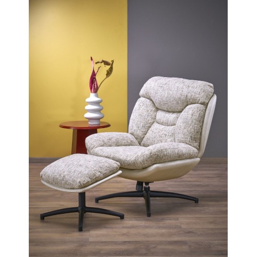 KRONOS Πολυθρόνα με υποπόδιο σε μπεζ χρώμα 78x90x98 με ύψος καθίσματος 46 εκ
