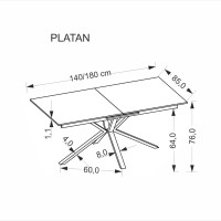 PLATAN Τραπέζι τραπεζαρίας με λευκό μάρμαρο 140-180x85x76cm