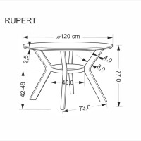 RUPERT Τραπέζι τραπεζαρίας σε καρυδί απόχρωση 120x120x76cm