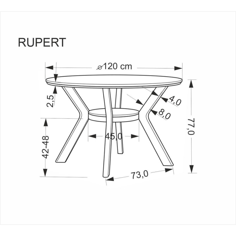 RUPERT Τραπέζι τραπεζαρίας σε καρυδί απόχρωση 120x120x76cm