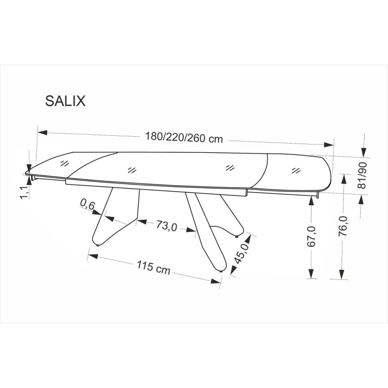 SALX Τραπέζι τραπεζαρίας επεκτεινόμενο σε μπεζ απόχρωση 180-260x90x76cm