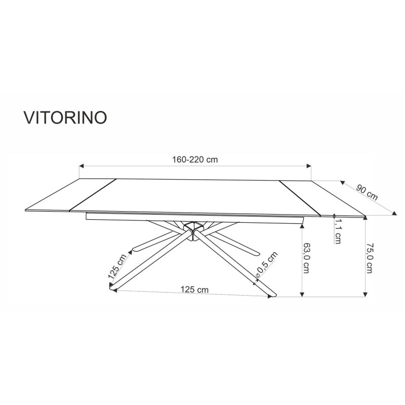 VITORINO Τραπέζι τραπεζαρίας επεκτεινόμενο λευκό μάρμαρο 160-220x90x75x125cm