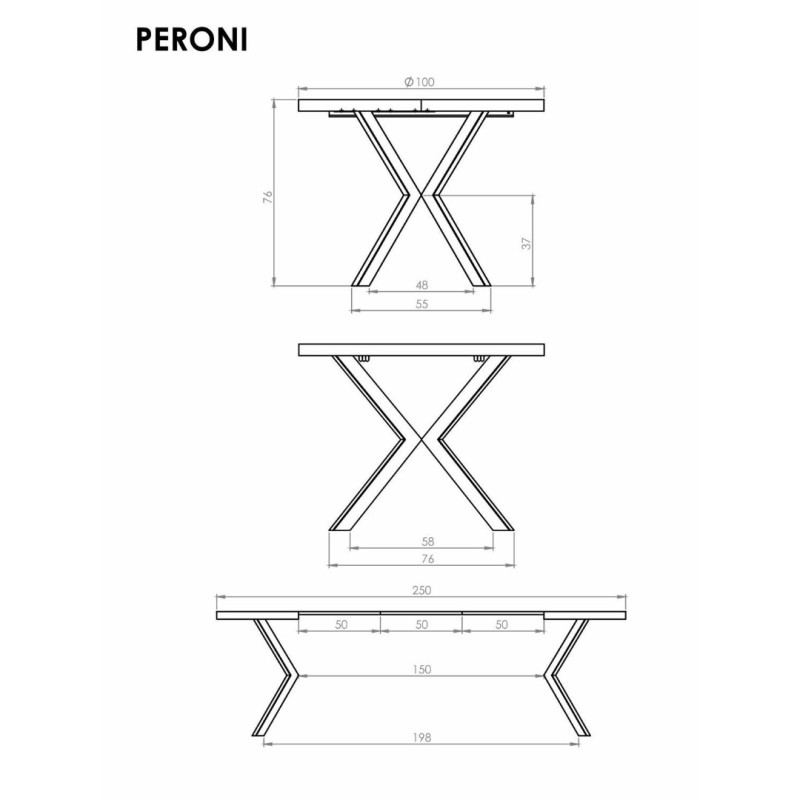 PERONI Τραπέζι τραπεζαρίας σε καρυδί απόχρωση 100-250x100x75cm