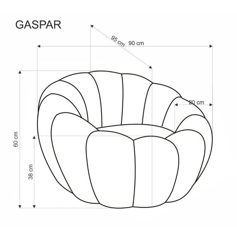 GASPAR 2 Πολυθρόνα σε μουσταρδί 90x95x60cm