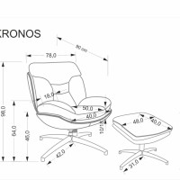 KRONOS Πολυθρόνα με υποπόδιο σε μπεζ χρώμα 78x90x98 με ύψος καθίσματος 46 εκ