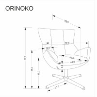 ORINOKO Πολυθρόνα με λειτουργία περιστροφής σε μπεζ 72x79x87 με ύψος καθίσματος 46cm