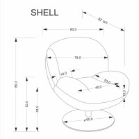 SHELL Πολυθρόνα με λειτουργία περιστροφής σε γκρι 80x87x86 με ύψος καθίσματος 44cm