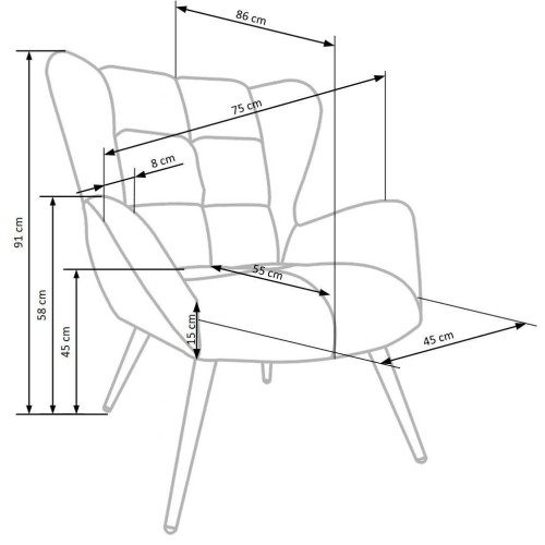 TYRION Πολυθρόνα σε μπεζ 75x86x91 με ύψος καθίσματος 48cm