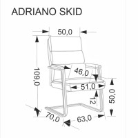 ADRIANO SKID Καρέκλα γραφείου σε μαύρο 63x70x109 με ύψος καθίσματος 50cm