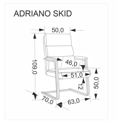 ADRIANO SKID Καρέκλα γραφείου σε μαύρο 63x70x109 με ύψος καθίσματος 50cm